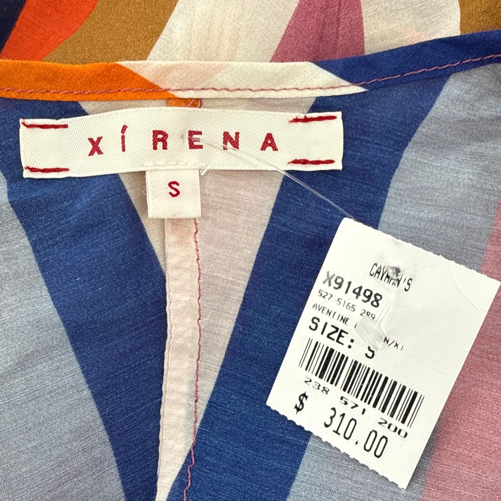 Xirena NWT Aventine Grayson Striped Cotton Silk V-Neck Midi Dress Small NEW $310 - Picture 4 of 11